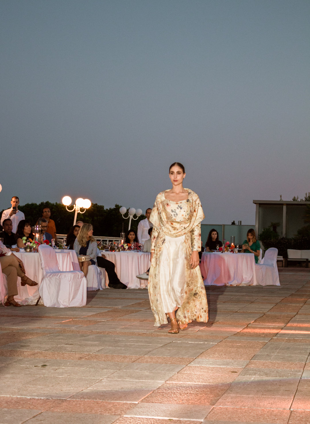 Draped Printed Silk Dress