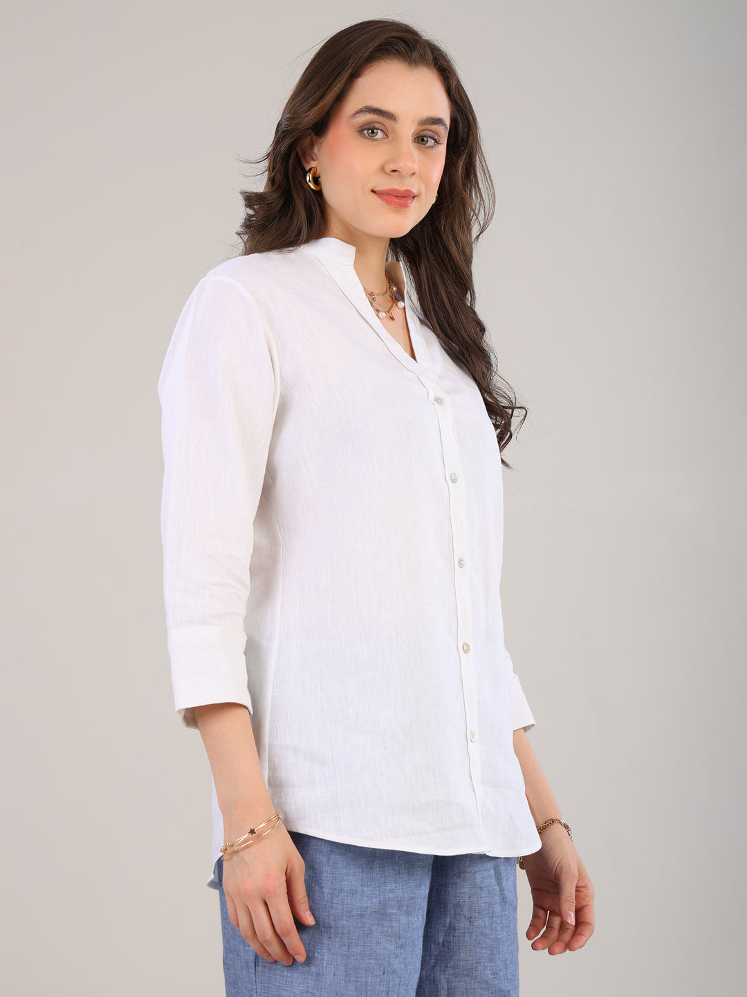 Ari White V-Neck Top