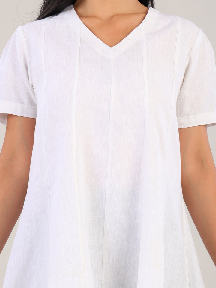 Veya White V-Neck Top