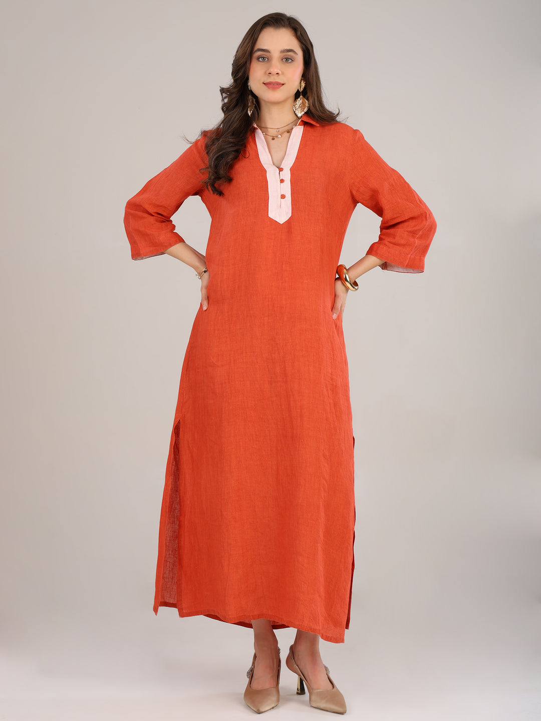 Rhea Rust Collar Dress