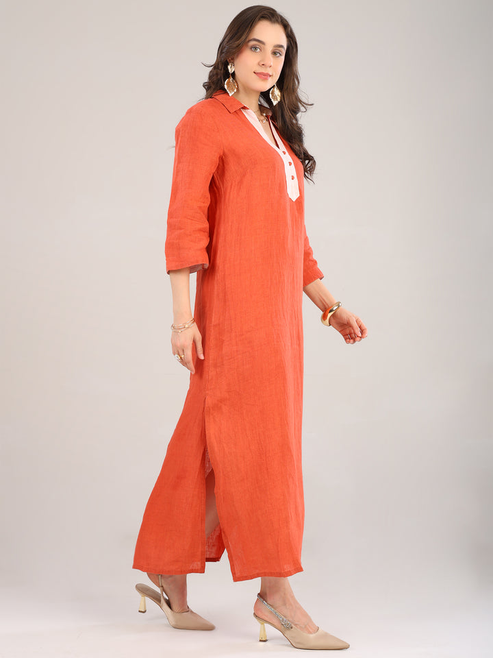 Rhea Rust Collar Dress