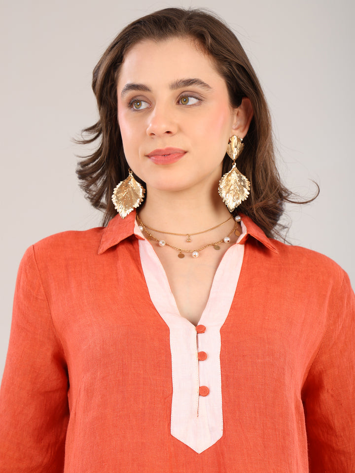 Rhea Rust Collar Dress