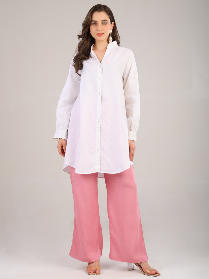 Nysa White V-Neck Shirt
