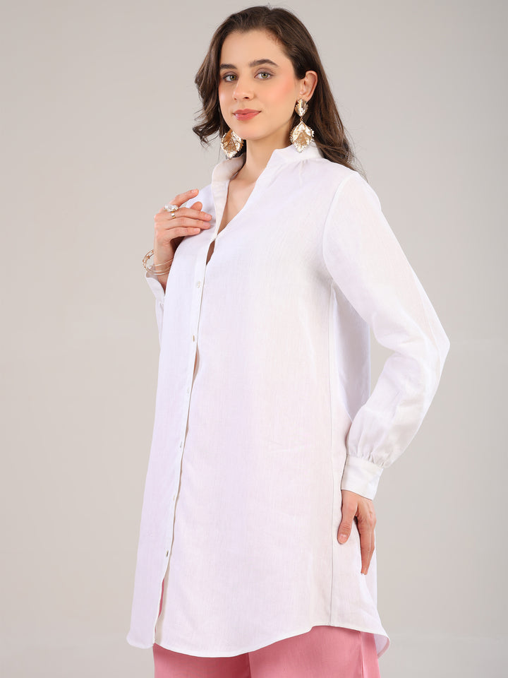 Nysa White V-Neck Shirt