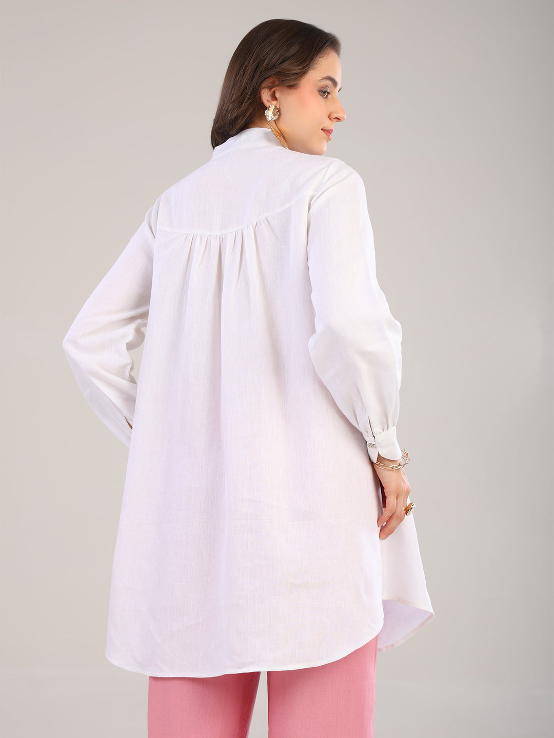 Nysa White V-Neck Shirt