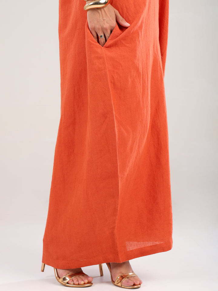Aura V-Neck Rust Cacoon Dress