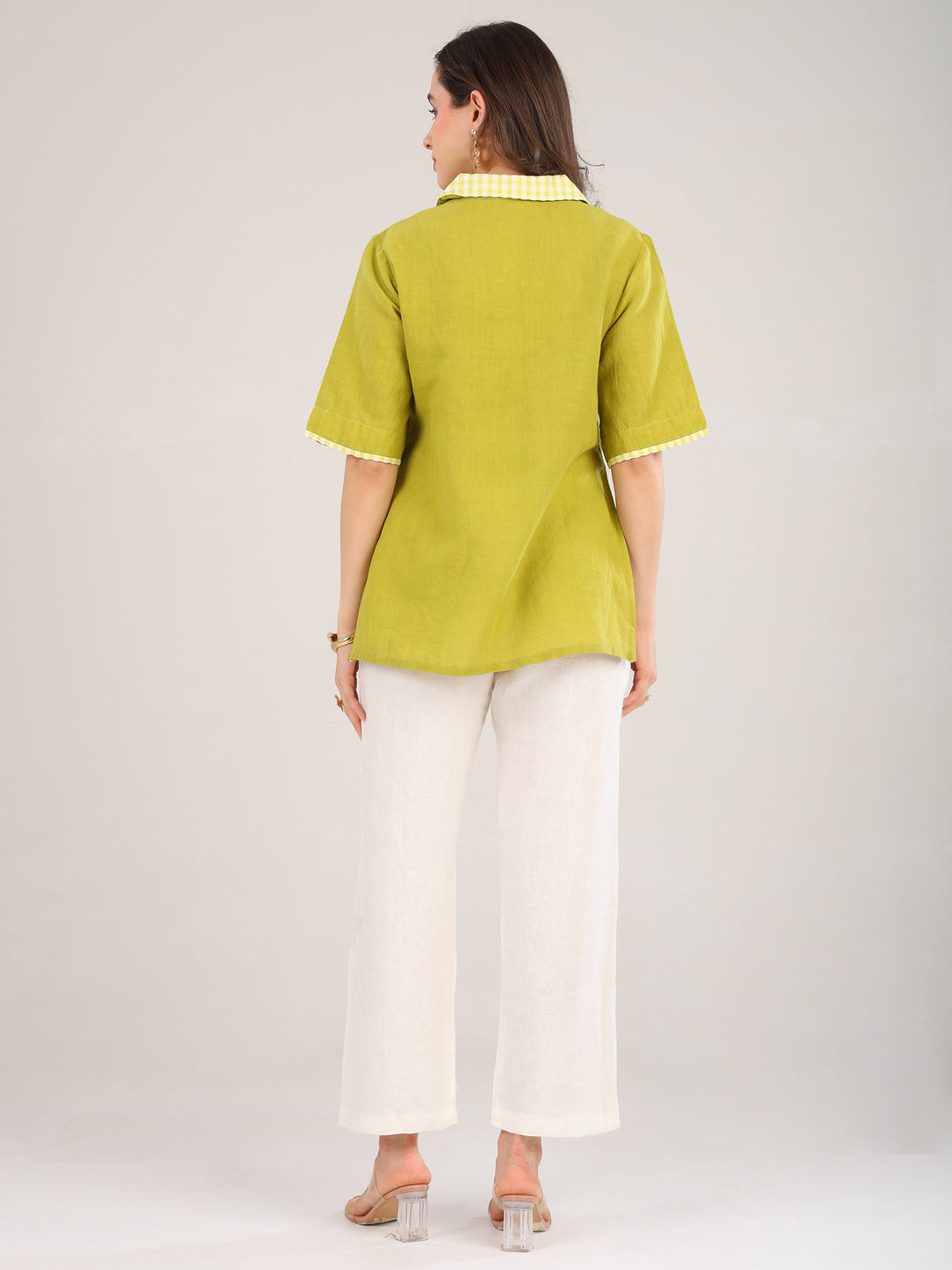 Mira  Lemon Green Collar Top