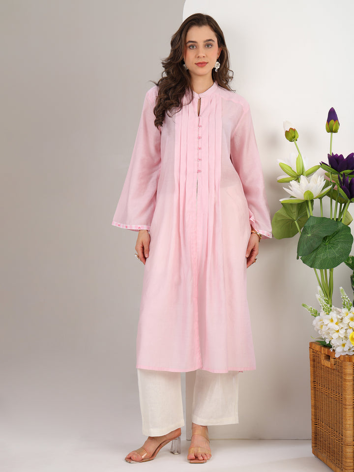 Bay Blush Pink Pleated Kurta