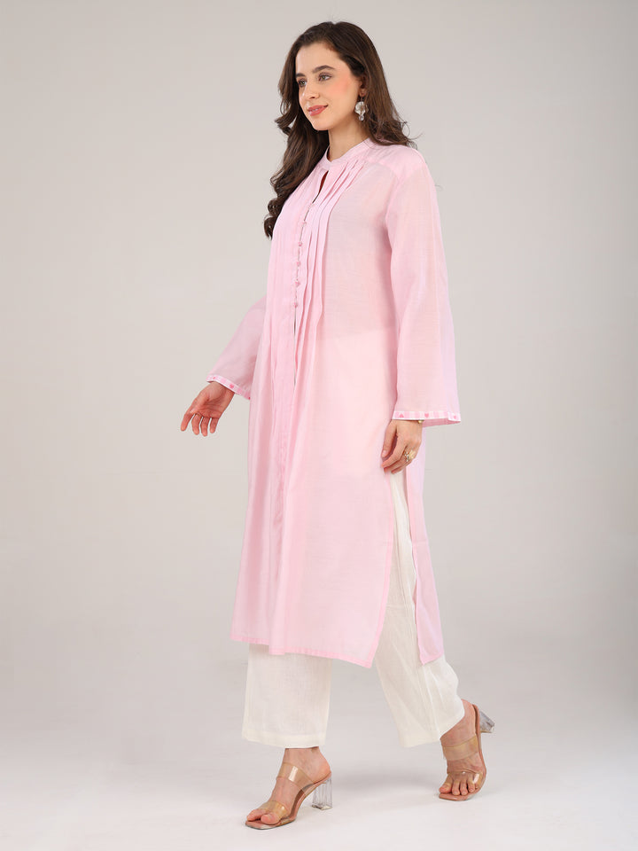 Bay Blush Pink Pleated Kurta
