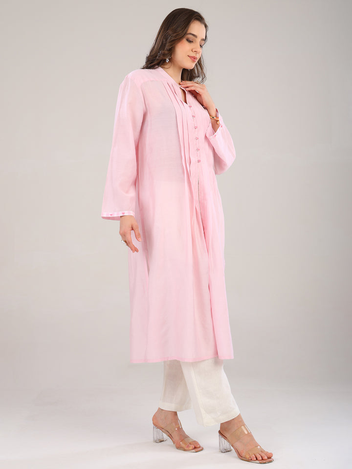 Bay Blush Pink Pleated Kurta