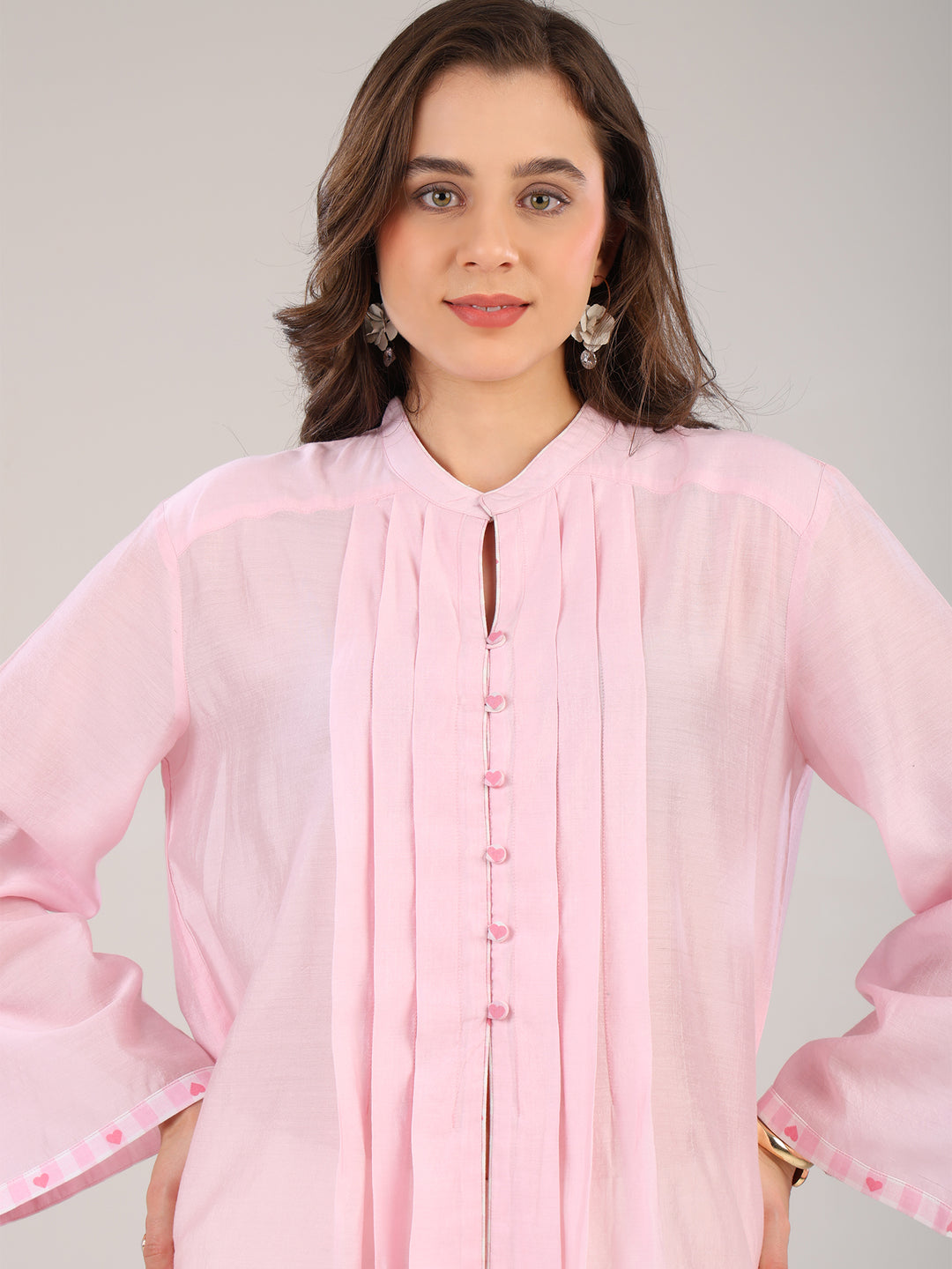 Bay Blush Pink Pleated Kurta