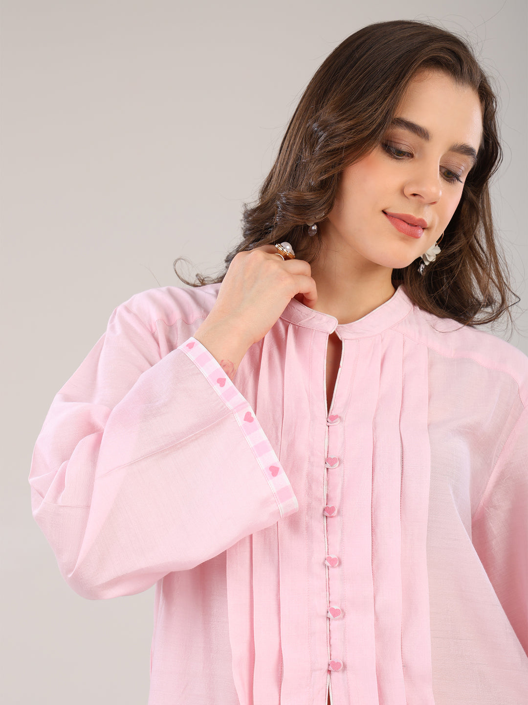 Bay Blush Pink Pleated Kurta