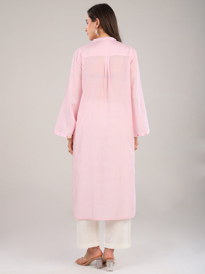 Bay Blush Pink Pleated Kurta