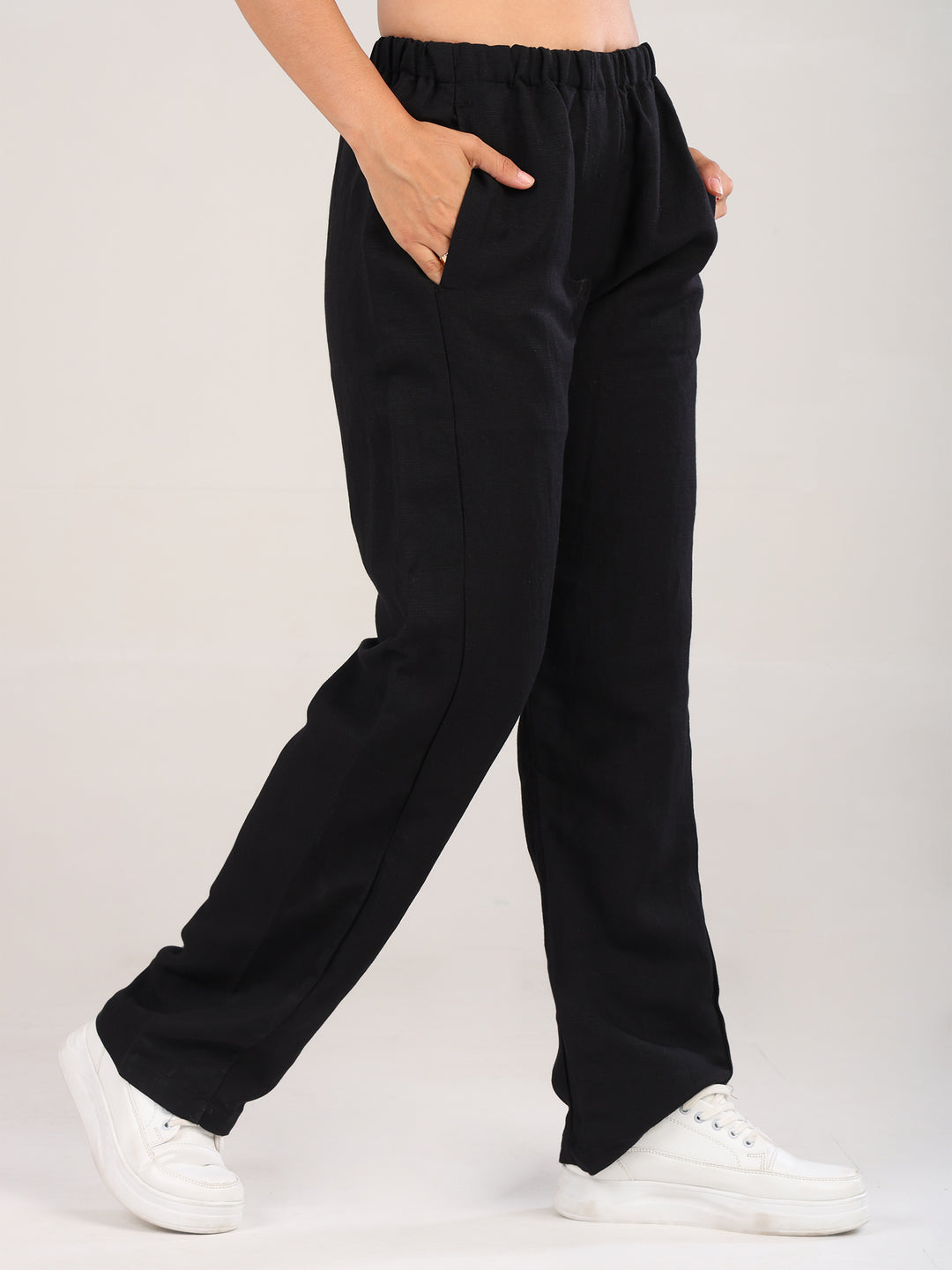Raya Black Pure Linen Pant