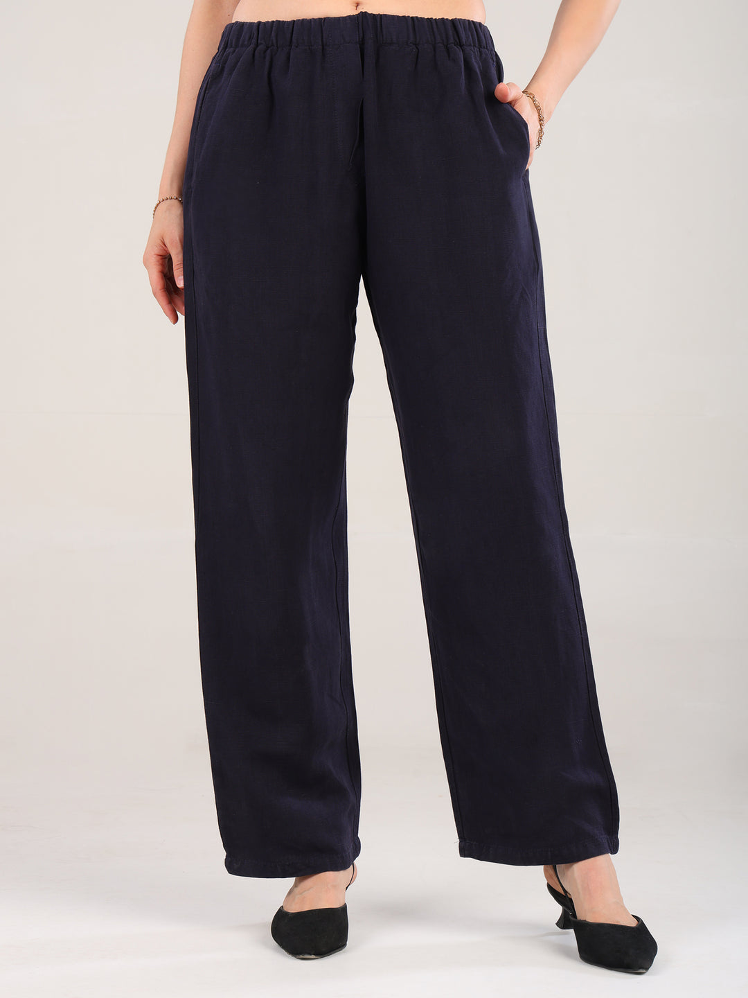 Lyra Navy Pure Linen Pant