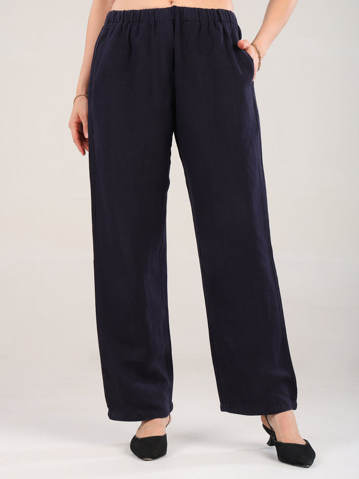 Lyra Navy Pure Linen Pant