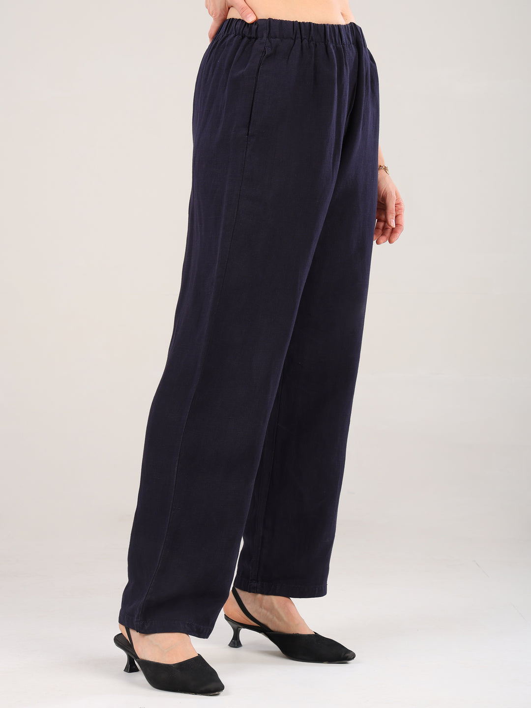 Lyra Navy Pure Linen Pant