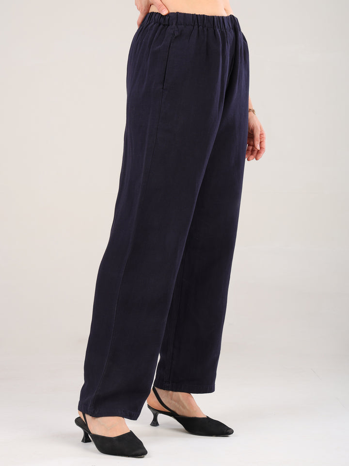 Lyra Navy Pure Linen Pant