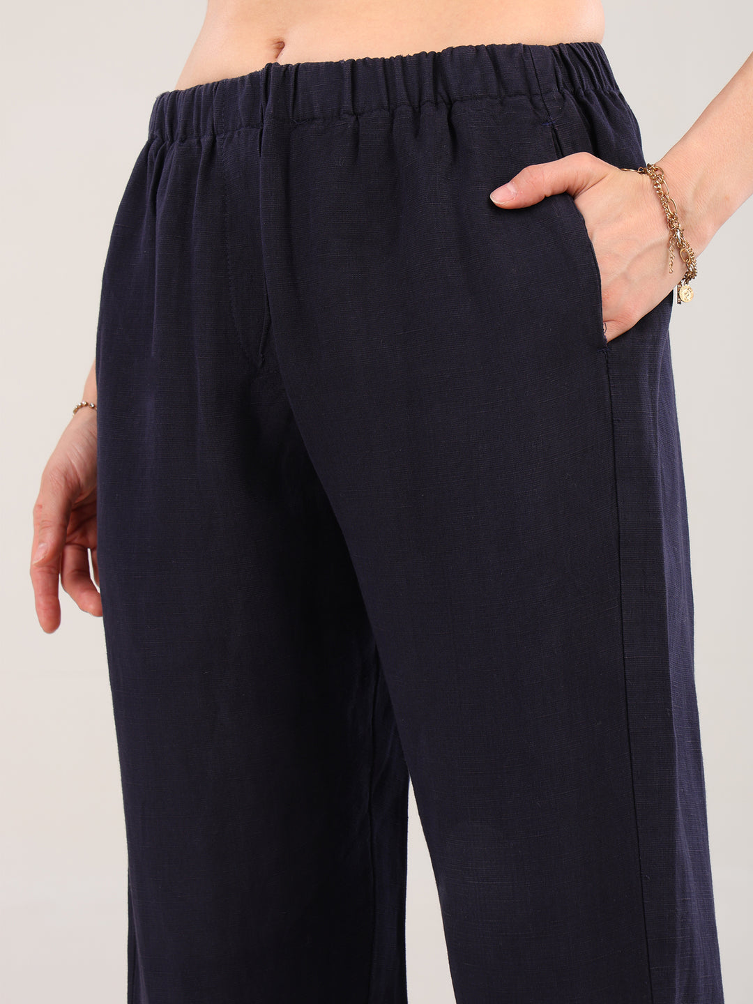 Lyra Navy Pure Linen Pant