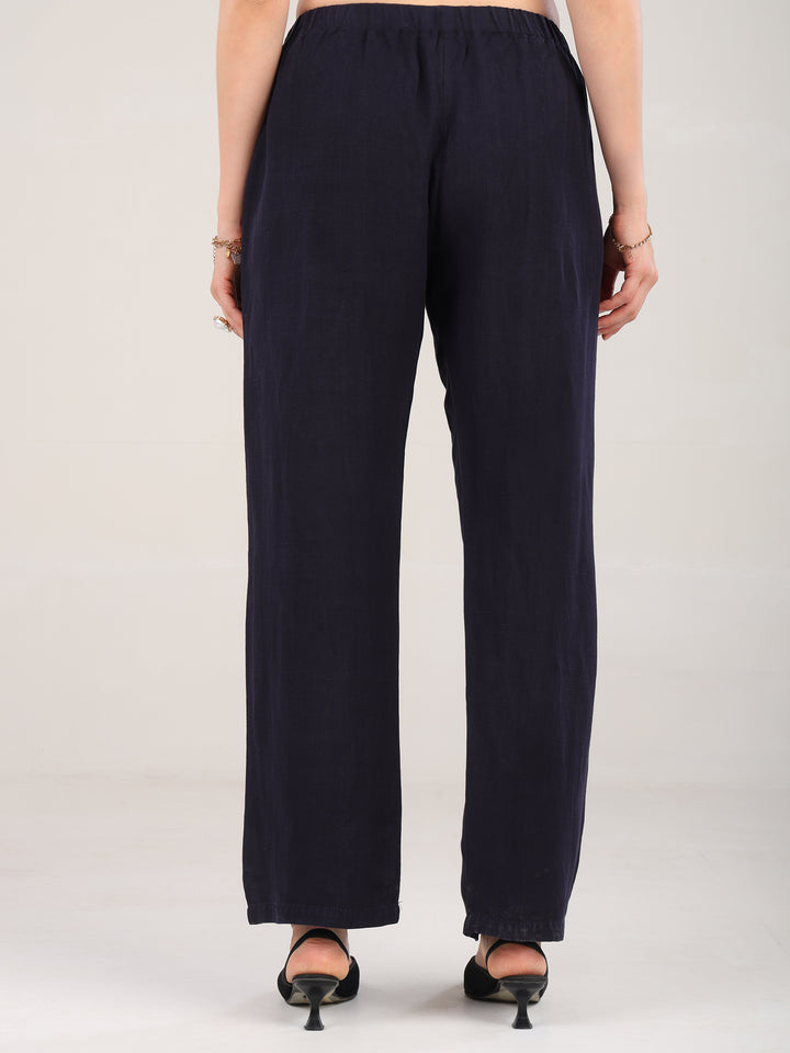 Lyra Navy Pure Linen Pant