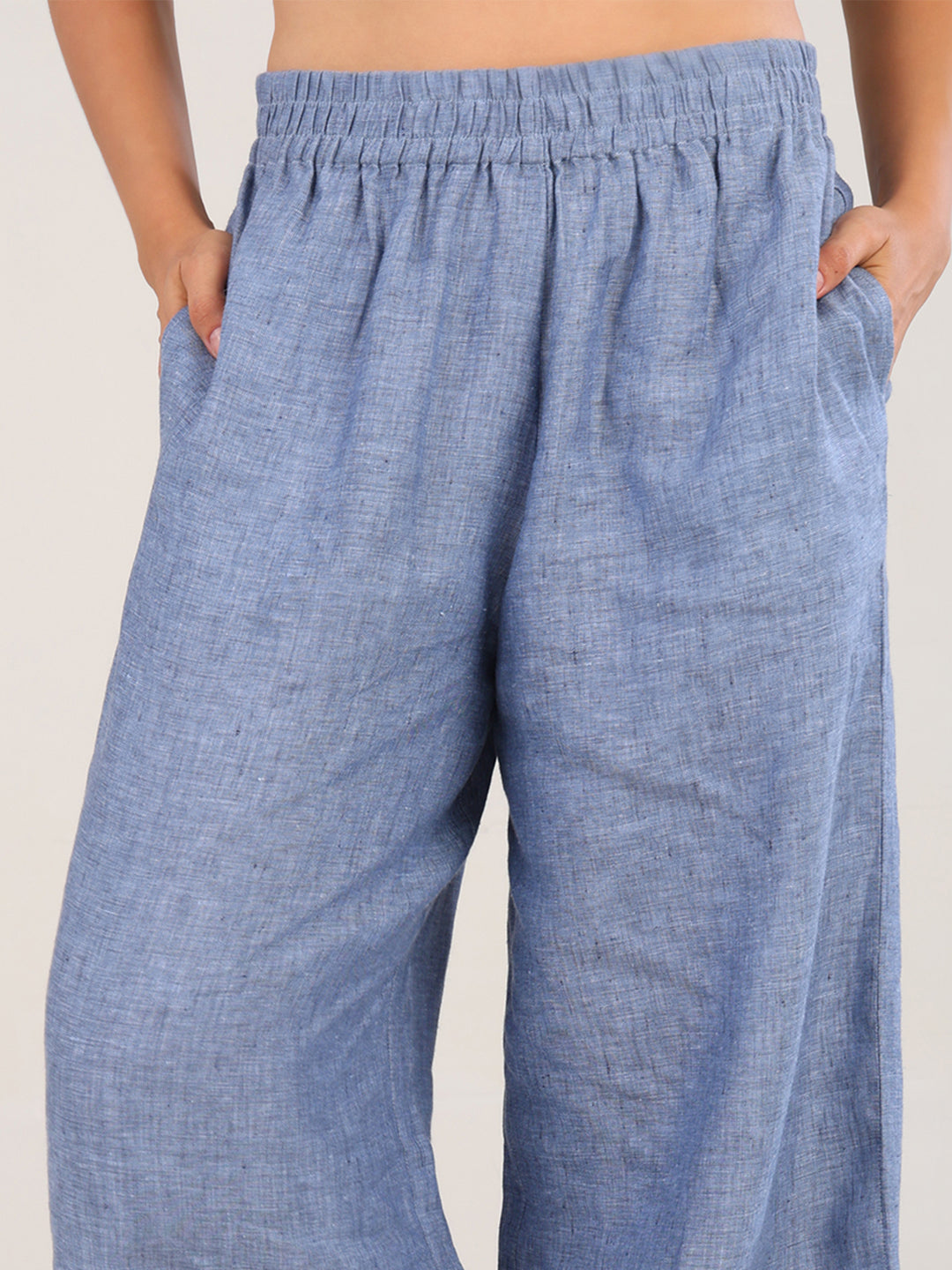 Elin  Blue Pure Linen Pant