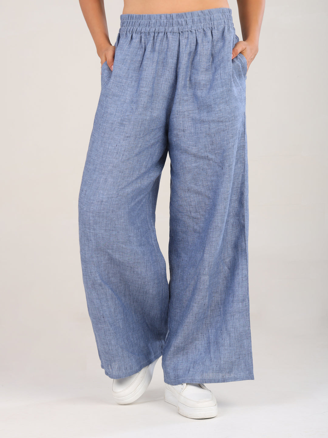 Elin  Blue Pure Linen Pant