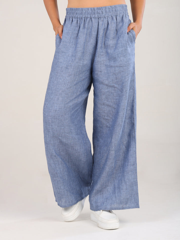 Elin  Blue Pure Linen Pant