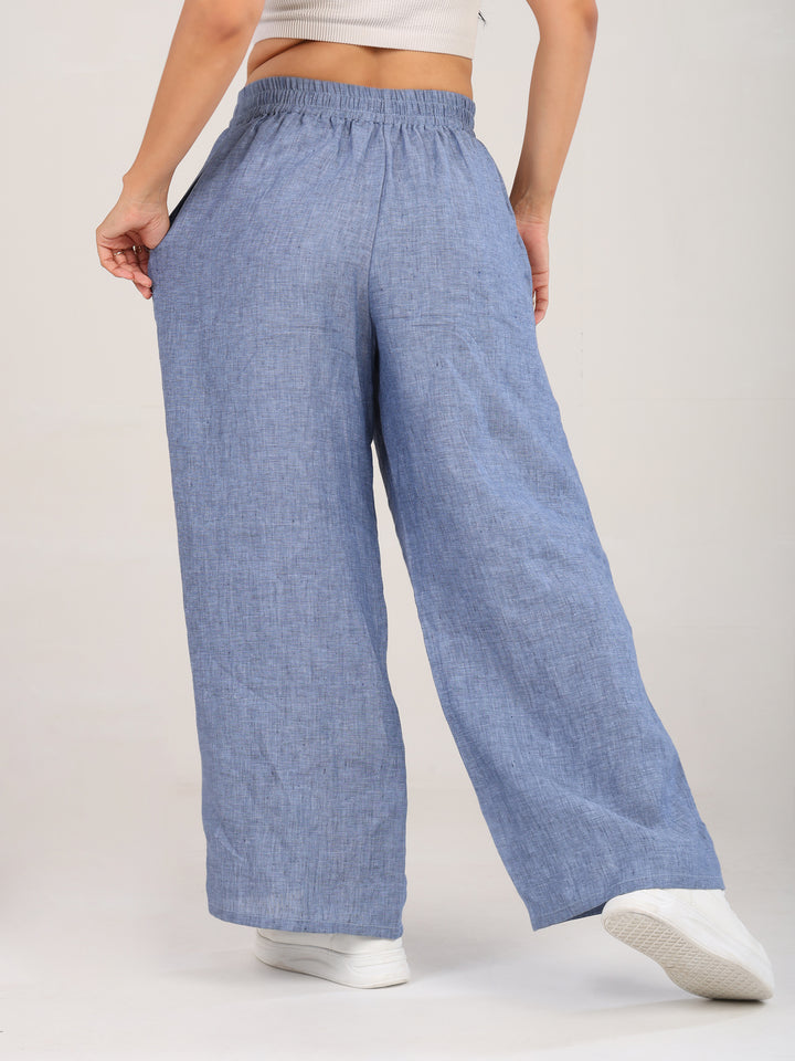 Elin  Blue Pure Linen Pant