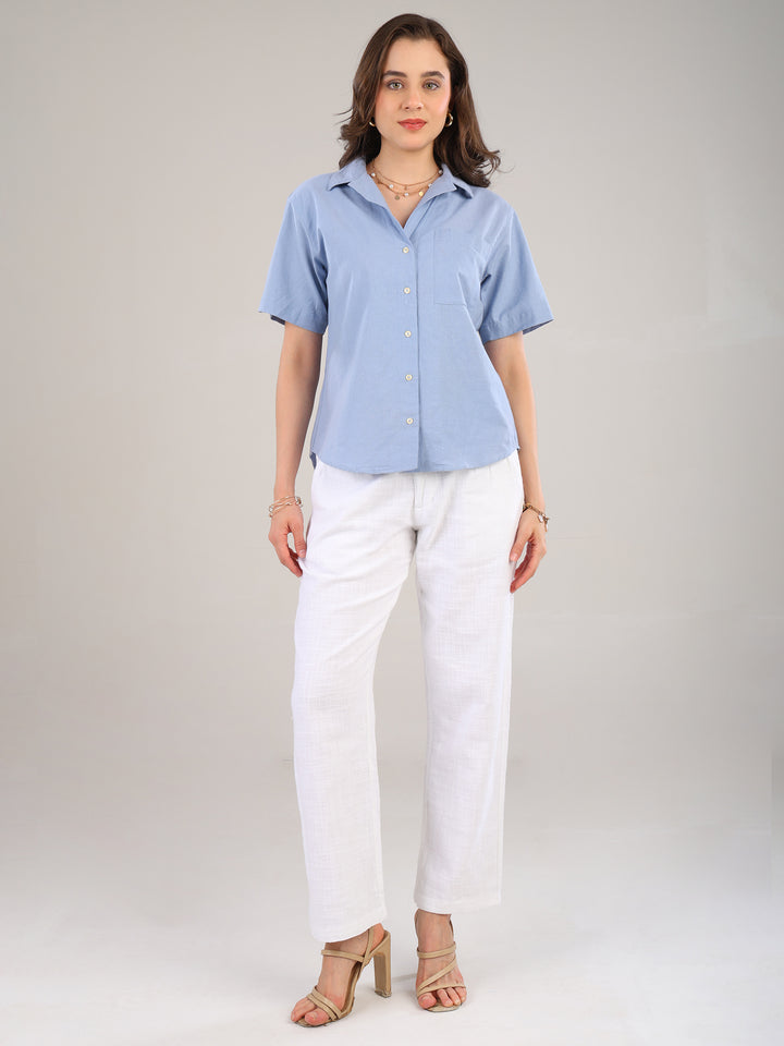 Isa Ocean Blue Short Sleeve Shirt