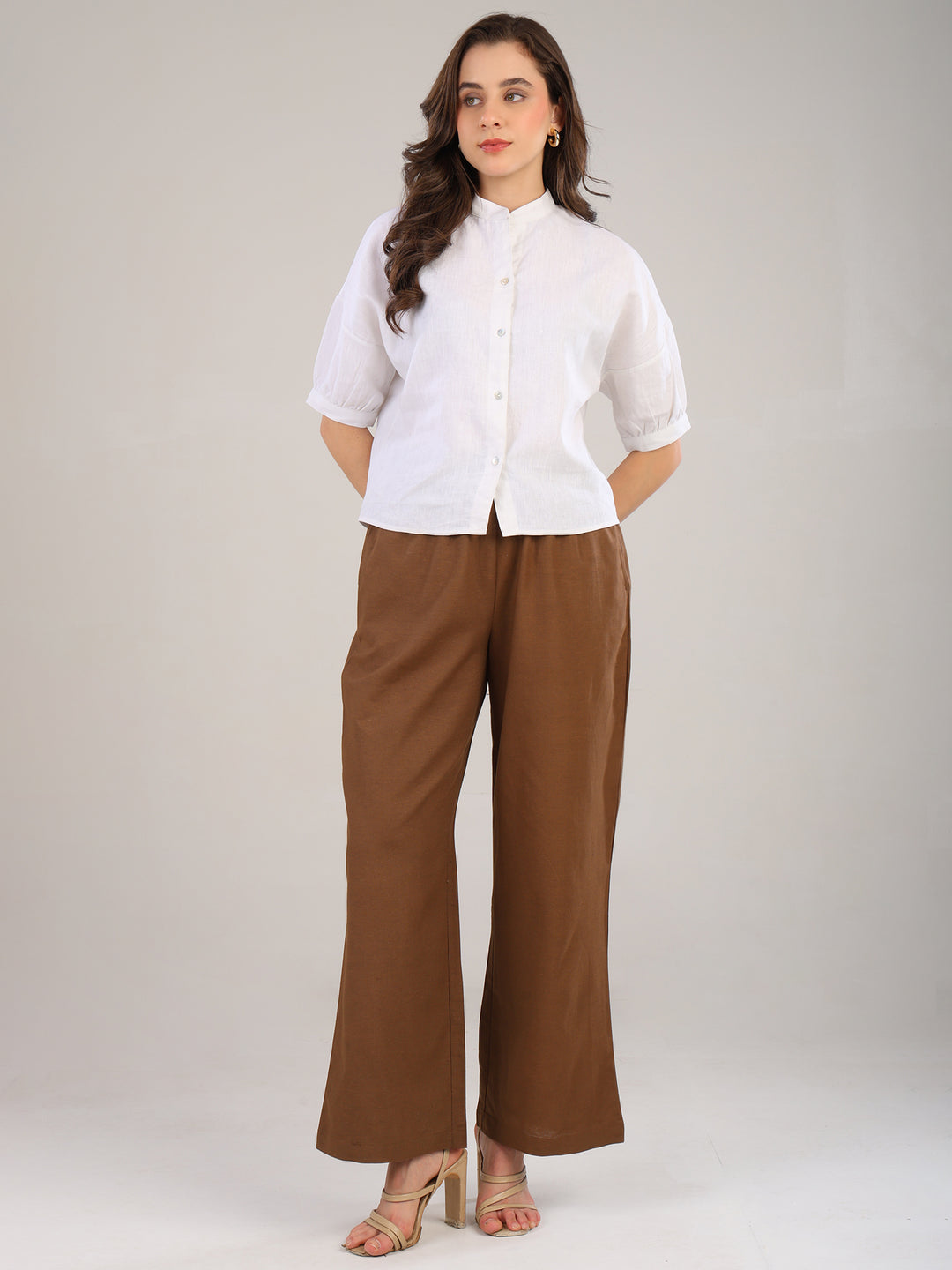 Runa White Band Collar Top