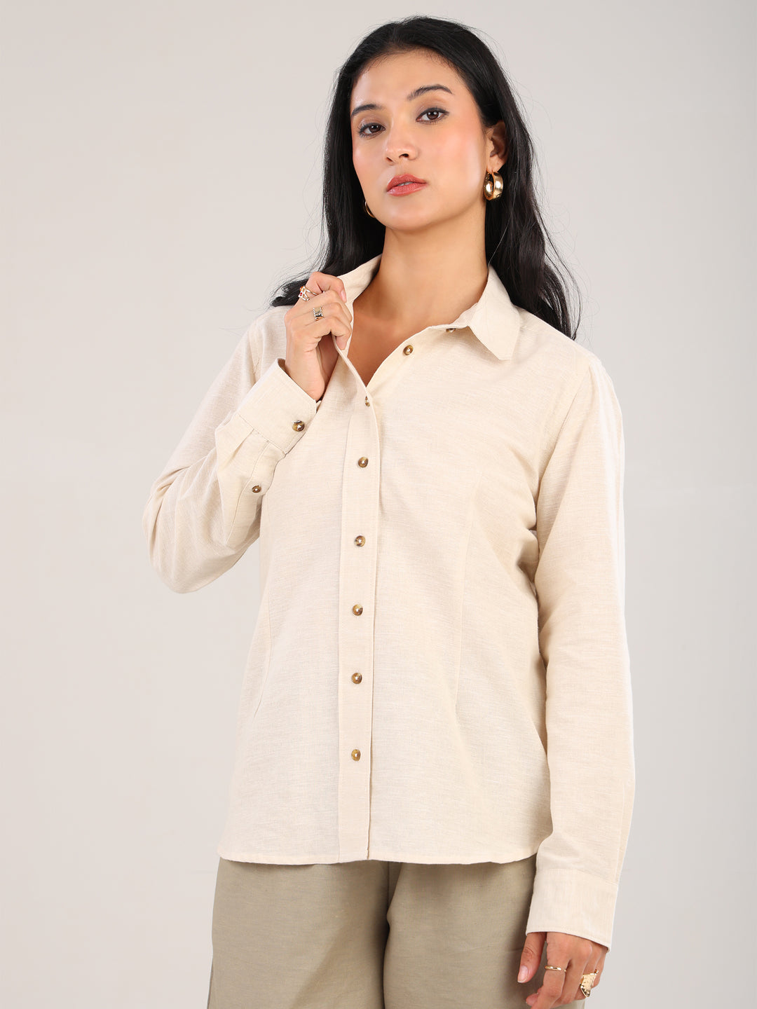 Liya Off White Collar Shirt