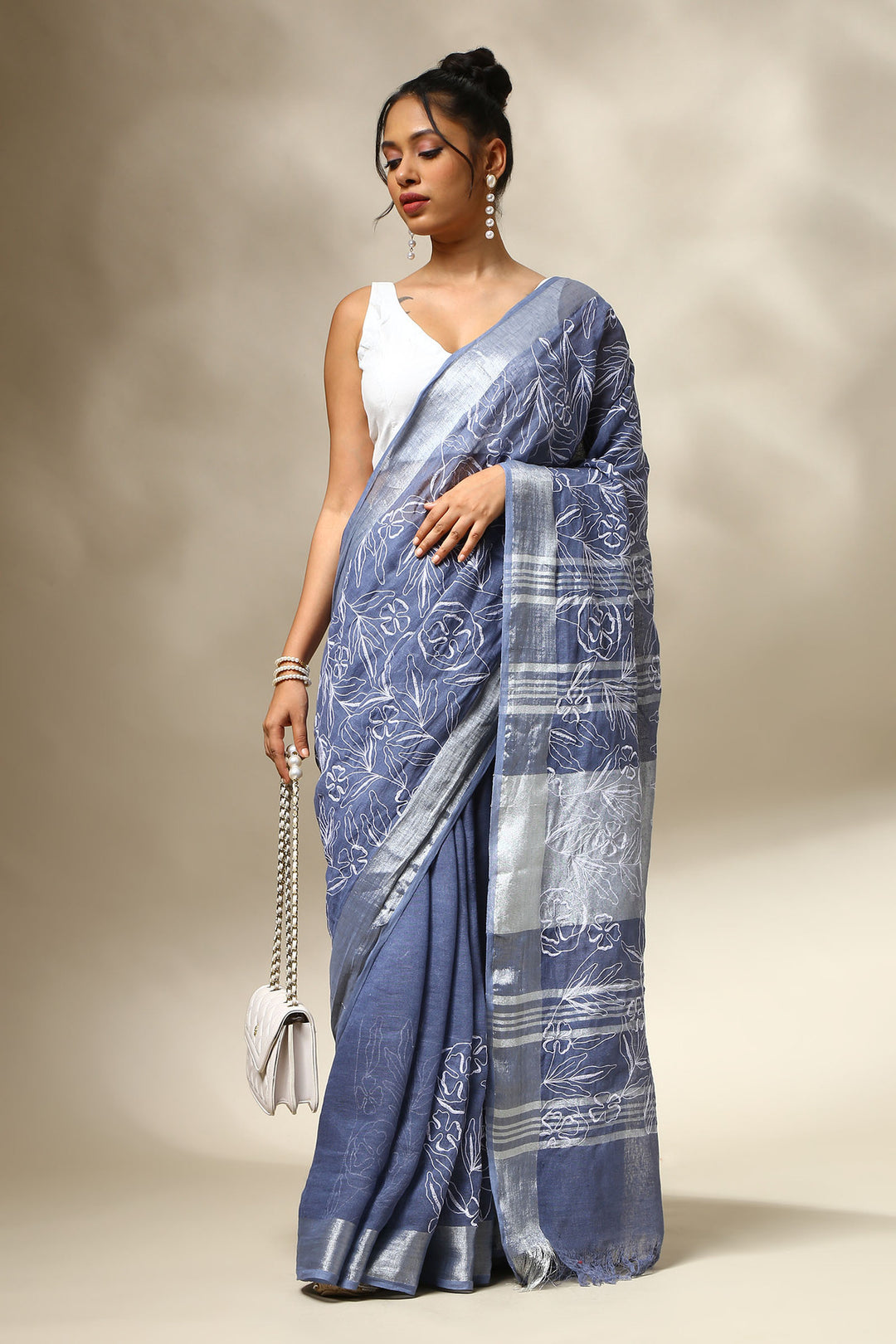 Neelgagan Linen Saree