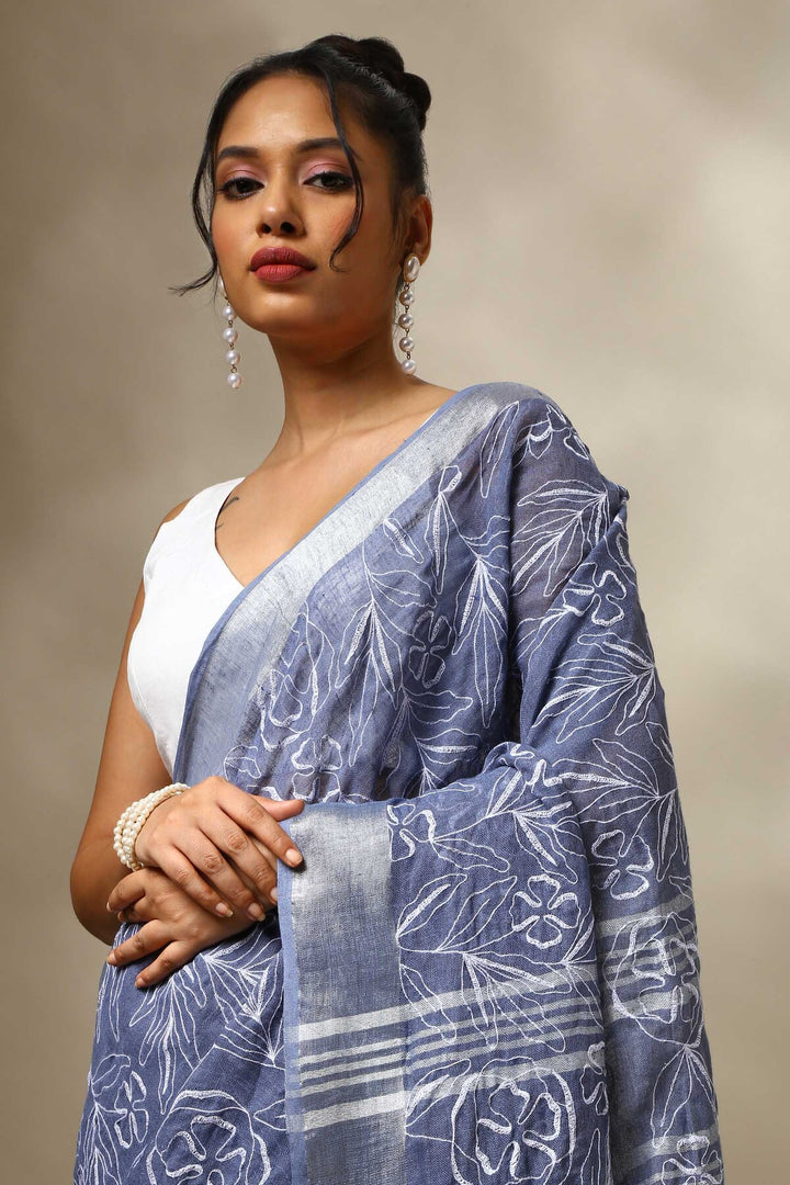 Neelgagan Linen Saree