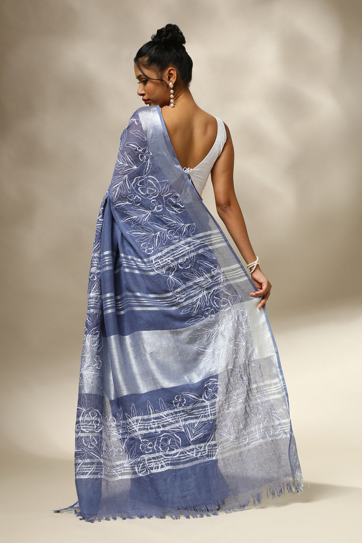 Neelgagan Linen Saree